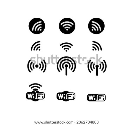 set of wifi icons or wireless icons. wifi or wireless symbol logo icons vector isolated on white background. 
