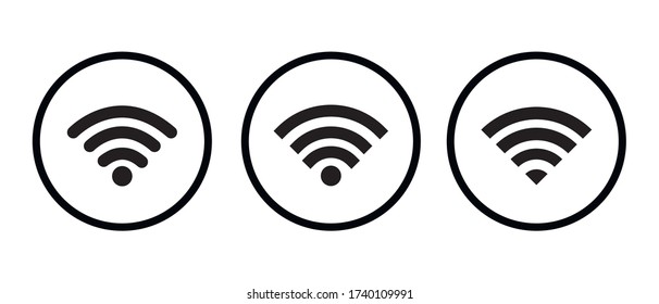 Set Of Wi-Fi Icons. WiFi Zone Sign. Remote access and communication symbols. Vector illustration.