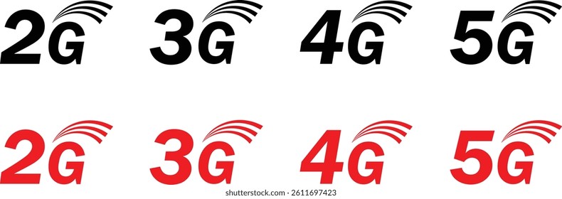 set of wi-fi network connection 2g 3g 4g 5g business symbol . wireless communication. vector illustration.