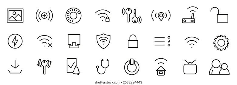 Set of Wi-Fi router icons. Collection of symbols in trendy flat and isolated style. EPS 10.