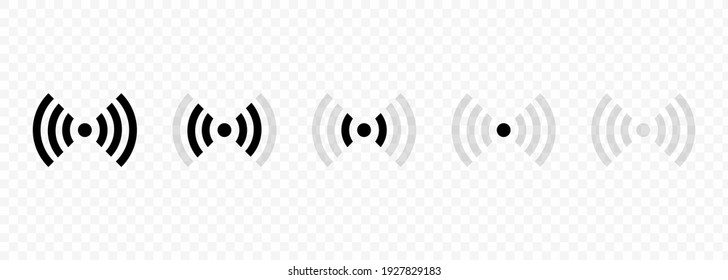 Set of Wi-Fi and wireless icons. WiFi zone sign. Internet connection wi-fi signal. Radio Waves Communication Symbols. Vector.