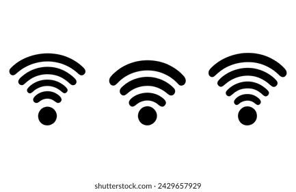 Set Of Wi-Fi And Wireless Icons. WiFi Zone Sign. Remote Access And Radio Waves Communication Symbols. Vector.