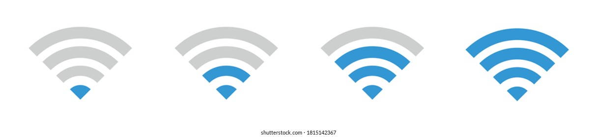 Set of Wi-Fi wireless signal icon. WiFi Zone Sign. Remote access and communication symbols. Wifi button. Vector illustration.
