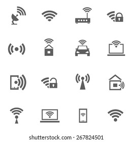 Set of wifi wireless signal internet vector icons