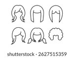 set of wigs various hairstyles outline