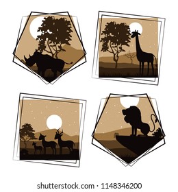 Set of wild african animals
