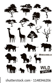 Set of wild african animals