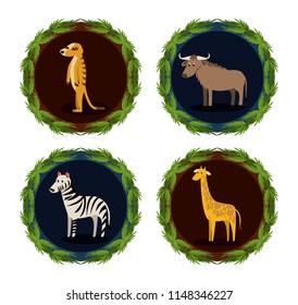 Set of wild african animals
