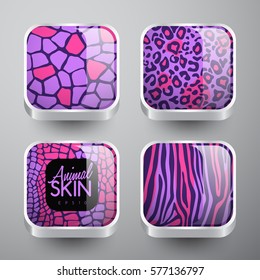 Set of Wild Animal Skin Icons : Vector Illustration