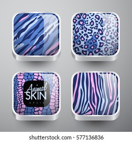 Set of Wild Animal Skin Icons : Vector Illustration