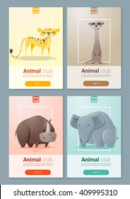 Set of Wild animal templates for web design, vector, illustration