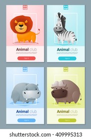 Set of Wild animal templates for web design, vector, illustration