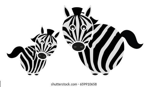 Set of Wild Animal - Zebras, Vector illustration