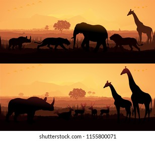 Set of wild animals