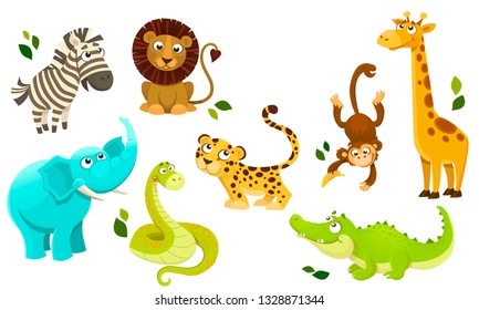 Set of wild animals