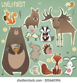 set of wild animals