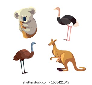 set of wild animals of australia on white background vector illustration design