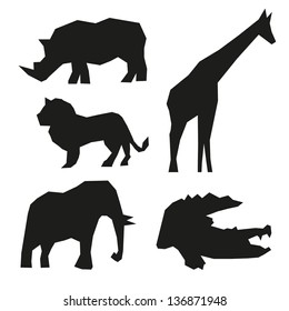 Set of wild animals  isolated on a white backgrounds