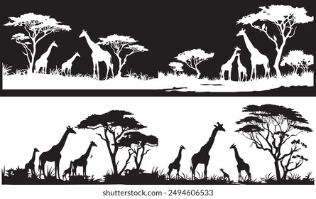 Set of Wild Animals Silhouettes, vector