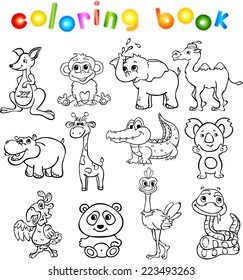 Set Wild Animals Third Children Coloring Stock Vector (Royalty Free)  223493263 | Shutterstock