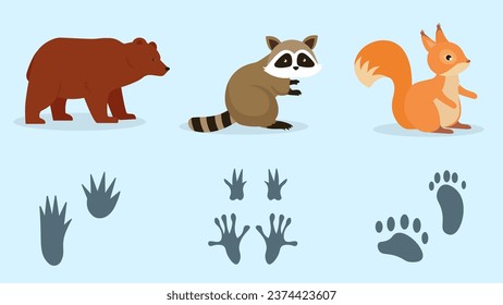Set of wild animals. Vector illustration in flat style. Cute cartoon characters.