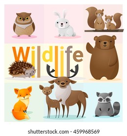 Set of Wild animals , vector , illustration