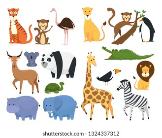 set wild animals in the zoo safari reserve