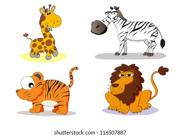set of wild animals and zoo vector illustration