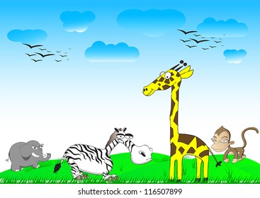 set of wild animals and zoo vector illustration