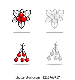 Set of Wild Berry Icon with Flat Style on White Background, Vector Illustration EPS10