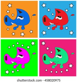 Set of wild boar in pop art style. Vector illustrator