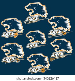set of wild cats sports vintage labels