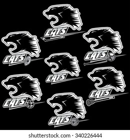 set of wild cats sports vintage labels
