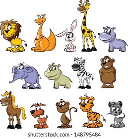 Set of wild and domestic animals - vector