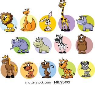 Set of wild and domestic animals - vector