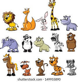Set of wild and domestic animals - vector