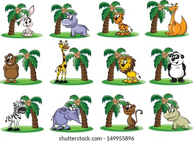 Set of wild and domestic animals - vector