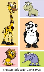 Set of wild and domestic animals - vector