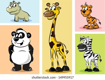 Set of wild and domestic animals - vector