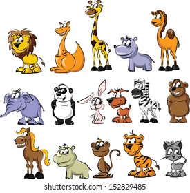 Set of wild and domestic animals - vector 