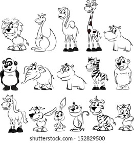 Big Set Animals Coloring Vector Stock Vector (Royalty Free) 157713587 ...