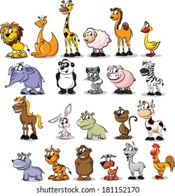 Set of wild and domestic animals - vector