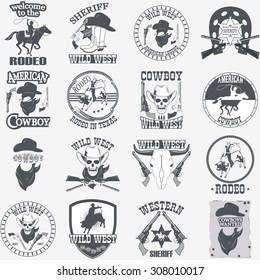 Set of wild west cowboy designed elements. Vector Illustration