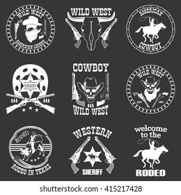 Set of wild west cowboy designed elements