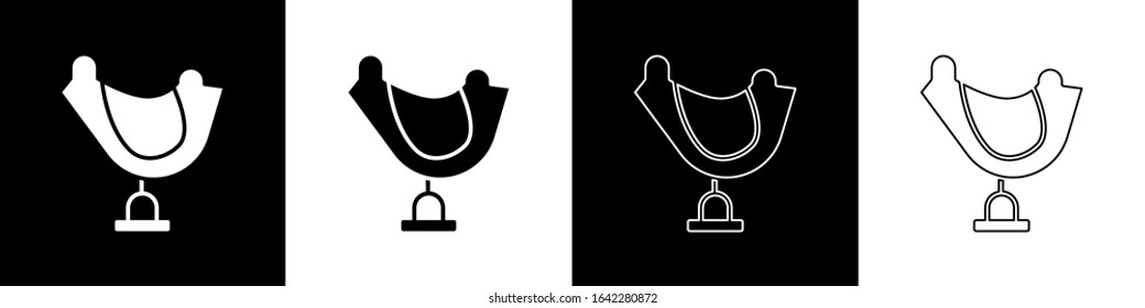 Set Wild west saddle icon isolated on black and white background.  Vector Illustration