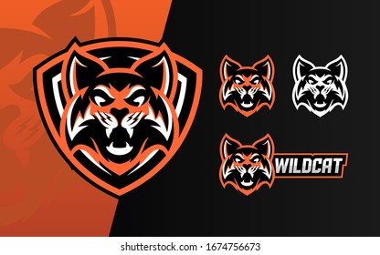 Set of wildcat head esport logo mascot