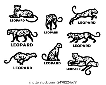 A set of wildcat logos. Leopard, jaguar, cheetah.