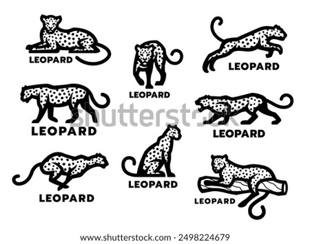 A set of wildcat logos. Leopard, jaguar, cheetah.