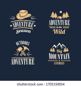 set of wilderness hand drawn typography posters