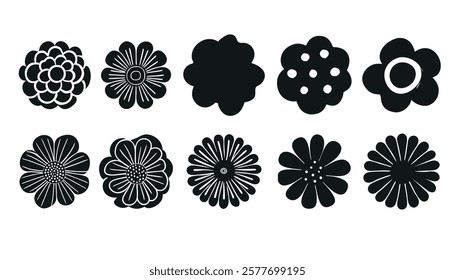 Set of wildflowers. Abstract botany flowers icon, colorful botanical style for fabric, banners, wallpaper, posters, websites, online shopping.Vector illustration design and creative idea,eps 10.